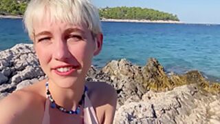 Adorable Annika Plays With Herself On A Hot Beach In Croatia