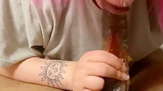 Sucking Fruit Roll Up Off Bbc And He Cums In My Mouth