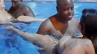 Miami Swingers Pool Party! Two Thick Sluts Getting Railed By Bbc