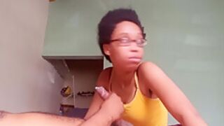 Ebony Slut Giving Friend A Blowjob