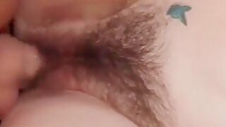 Chubby Blonde Jumps On The Cock With Her Hairy Pussy