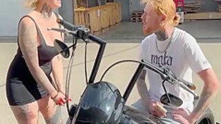 Busty Blonde Swallows Cum In Public