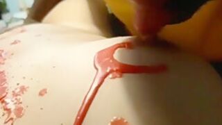 Candle Waxed Nipple Sucking And Finger Fucked