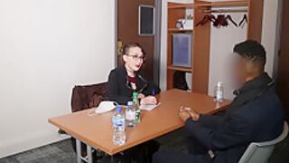 Two Blacks Savagely Fuck A Naughty French Boss During A Fake Job Interview!!!
