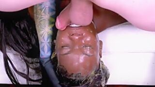 Black Bitch Struggles Deep Throating