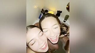 Two Friends Sharing A Bbc In The Bath Tube