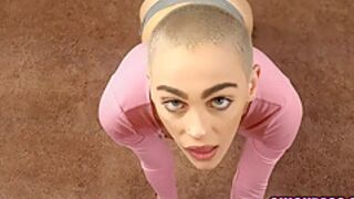 ChickPass - Bald hottie Paris Amour is on her knees for a POV blowjob