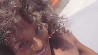 Lola Chanel - Gorgeous Ebony Wife Finds A Fuck Buddy On Beach & Swallows His Cum 12 Min