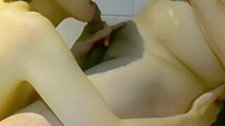 Bathroom Vibrator Masturbation Deep Blowjob