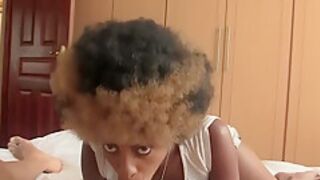 Natural Afro Slut Sucking White Man In Amateur Casting