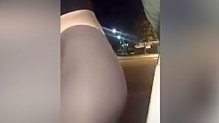 Sexy Girl In Tight Leggings Twerking Outside