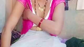 Hot Indian Aunty Pressed Her Big Tits And Got Great Pleasure By Massaging Her Step Sons Penis