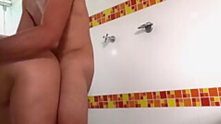 Horny Latino Fucks His Step sister-in-law In The Shower While His Wife Works