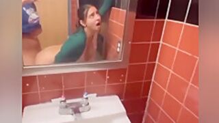 Fucked Big Titty teen 18+ On A Public Toilet