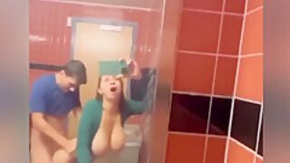 Fucked Big Titty teen 18+ On A Public Toilet