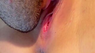 A Real Wet Orgasm Of A Leaking Pussy. Licking The Clitoris