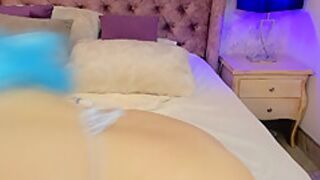 Blue Haired Fucks Her Pink Pussy In Her Bedroom