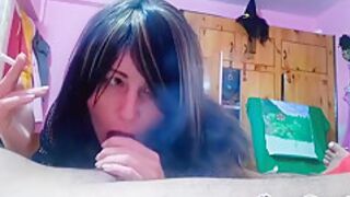 Fucking Busty Girlfriend On Webcam Smoking Cigarette And Sucks Cock