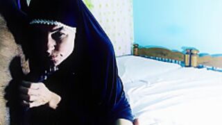 Deep Rough Face Fucked And Balls Sucking By Arab Hijab Wife - Cum Mouth Happy Ending