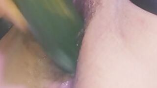 My Pussy Gets Creamy Fucking A Big Cucumber With Hot Milf