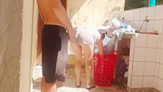 I Caught My Stepdaughter Doing Laundry In Shorts I Got Horny And I Liked Her Super Hot Pussy