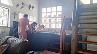 3 Wet And Soapy Whores Each Gets A Turn To Get Fucked In Standing Doggystyle By 1 Cock Mixed Race