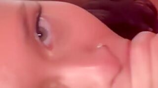 Brunette Gives Sloppy Blowjob & Gets Face Fucked With Handcuffs On