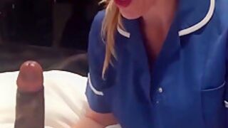 Sexy Nurse Sucking Black Shaft