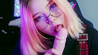 Mini Dress And Big Ass Blonde - Curvy Beauty Herself And Sucks A Dildo - Furiyssh