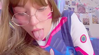 Cute From Overwatch Ahegao Blowjob And Cum On Face With D Va