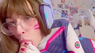 Cute From Overwatch Ahegao Blowjob And Cum On Face With D Va