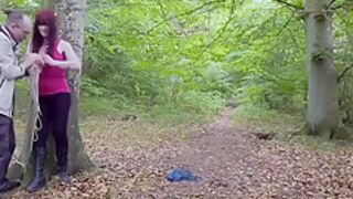 Experiment Girl Stretched Out In Forest & Playing Afterward