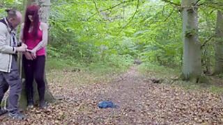 Experiment Girl Stretched Out In Forest & Playing Afterward