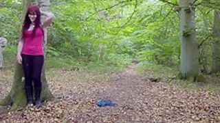 Experiment Girl Stretched Out In Forest & Playing Afterward