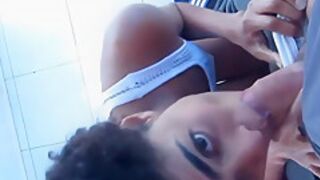 Young Black Girl Eating Cum Outdoor
