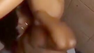 Ebony Gets Her Pussy Licked In The Clubs Toilet