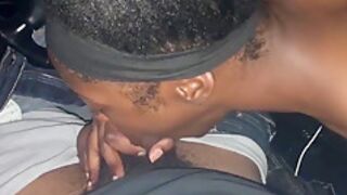 Pretty Ebony Deepthroating Bbc In The Car