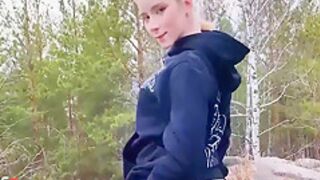 Black Bull In Blonde Blowjob Dick And Hard Pussy Fuck In The Forest 8 Min