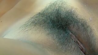 Spreading Her Hairy Muff Then Fucking It Real Deep