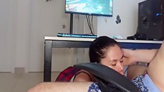 Slobbering Blowjob W Handjob And Cum In Mouth By Big Boobs