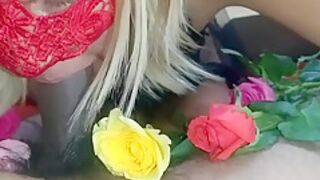 Slut Prepares Cock With Beautiful Roses Angel Fowler And Dani Danger Video 1