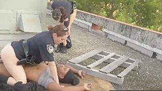 Cops Love Interracial Trio On The Roof