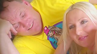 Slim Blonde Wife With Her Heavy Set Husband