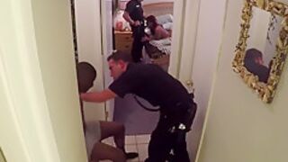 Bad White Cops Fucking Black Babe In Interracial Threesome