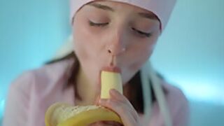 Young nurse and her banana