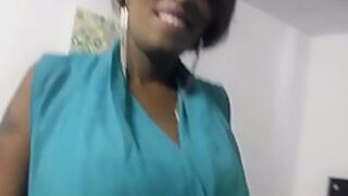 African Milf Gives A Tit Job On Casting With Huge Boobs