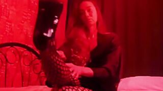 Heels Feet Legs In Fishnet Stockings And Deep Anal Dipping With Cum In Mouth/dark Relaxation