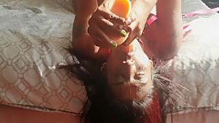 Desi Full Of Body Writing Humiliates Herself Slapping Dildo Gag