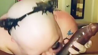 Bald Bbw Choking And Gagging On Bbc