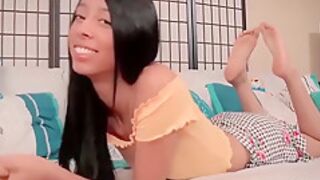 STROKIES Petite Ebony Jada Doll Unloads Cum in first Handjob